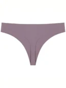 Bean Paste Purple Seamless Ice Silk T-back Panty