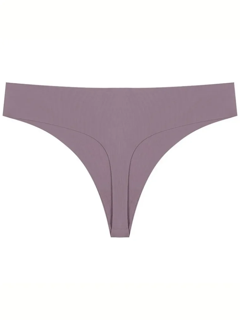 Bean Paste Purple Seamless Ice Silk T-back Panty