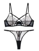 Black Hollow-Out Bra & Panty Set