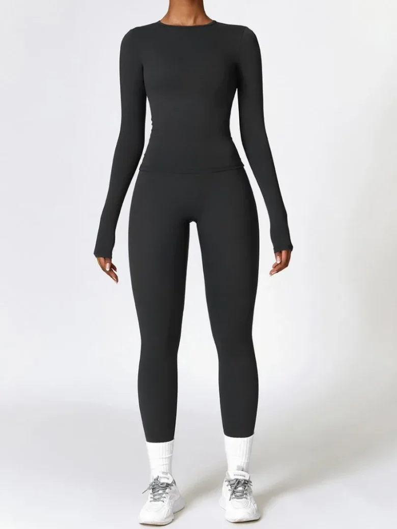 Black Long Sleeve Top & High-Waist Leggings