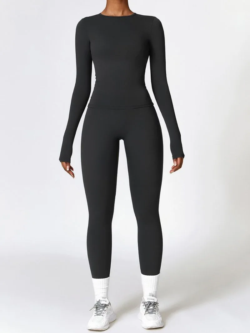 Black Long Sleeve Top & High-Waist Leggings