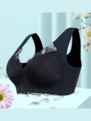 Black Plus Size Front Buckle Wireless Bra