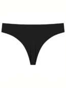 Black Seamless Ice Silk T-back Panty
