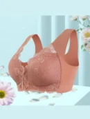 Brown Plus Size Front Buckle Wireless Bra