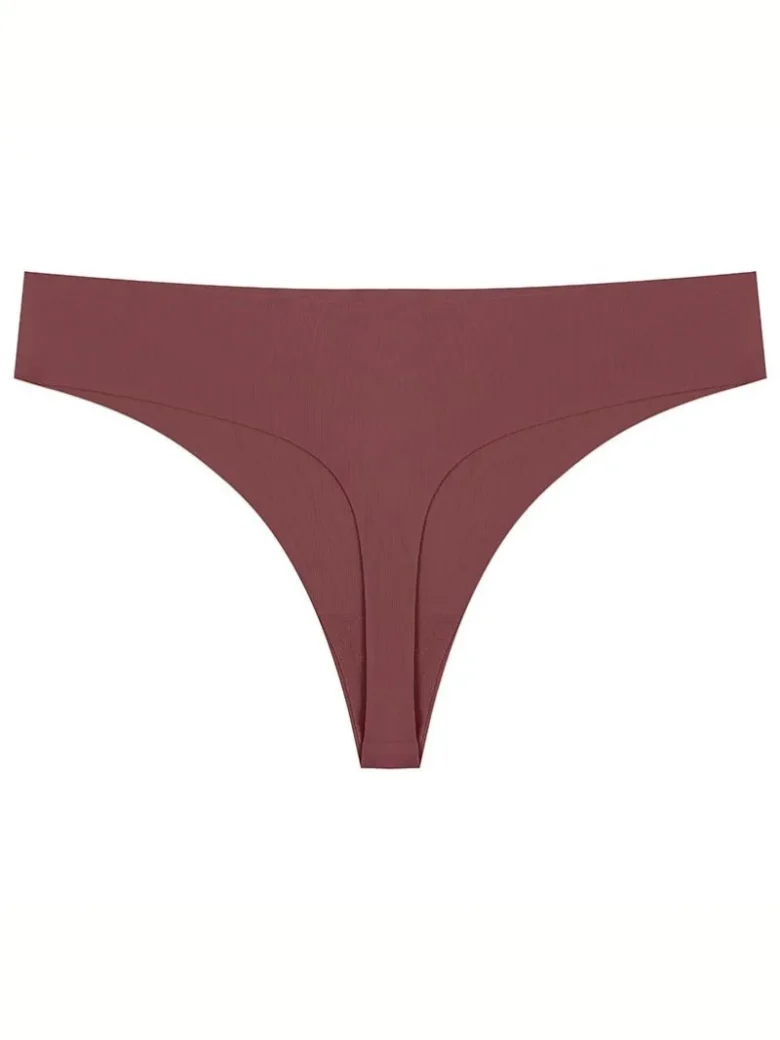 Brown Seamless Ice Silk T-back Panty