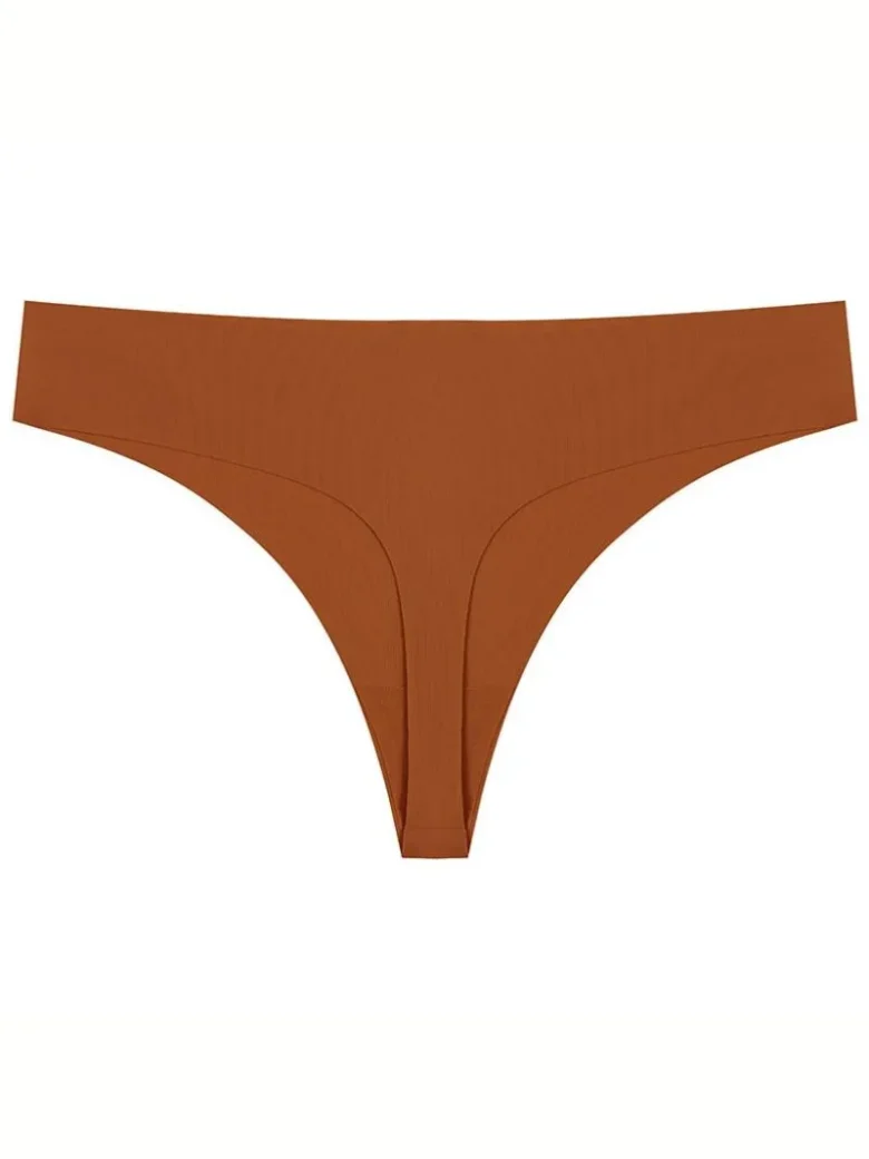Caramel Seamless Ice Silk T-back Panty