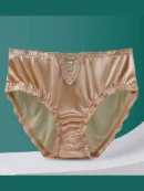 Champagne Hollow Lace Mid-High Waist Panties