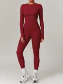 Cherry Red Sleeve Top & High-Waist Leggings