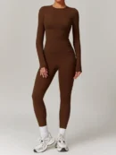 Chocolate Brown Long Sleeve Top & High-Waist Leggings