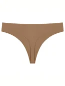 Coffee Seamless Ice Silk T-back Panty