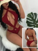 Dull red Halter Cross Bikini