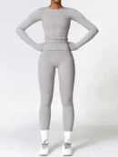 Grey Long Sleeve Top & High-Waist Leggings