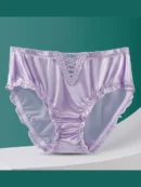 Light Purple Hollow Lace Mid-High Waist Panties
