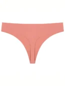 Orange Red Seamless Ice Silk T-back Panty
