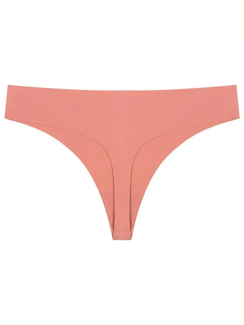 Orange Red Seamless Ice Silk T-back Panty