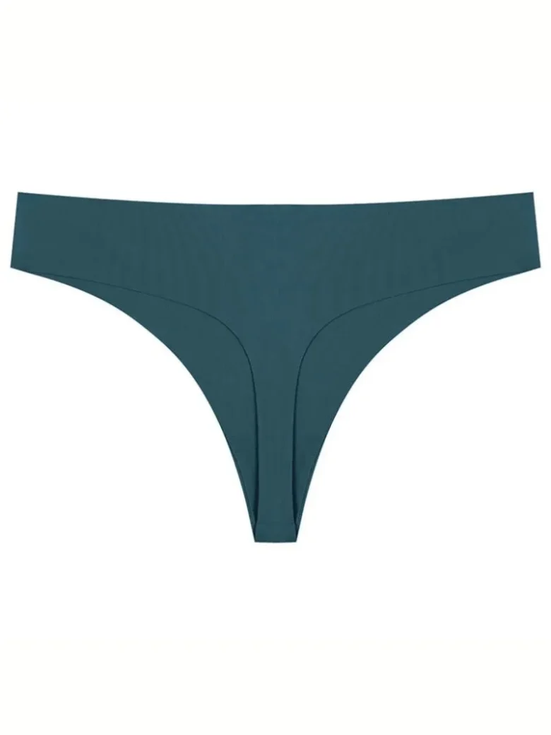 Peacock Blue Seamless Ice Silk T-back Panty