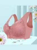 Pink Plus Size Front Buckle Wireless Bra