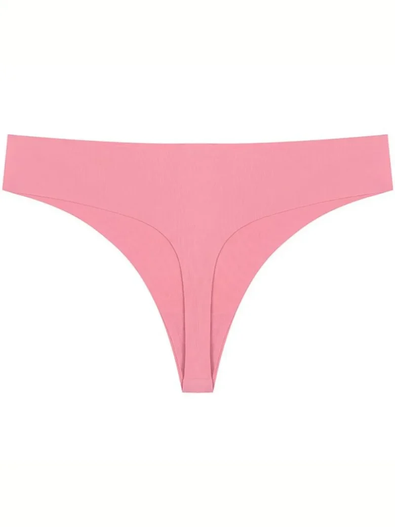 Pink Seamless Ice Silk T-back Panty
