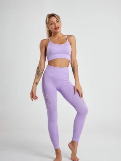 Purple Suit Wireless Workout Bra & High-Waist Pants Set