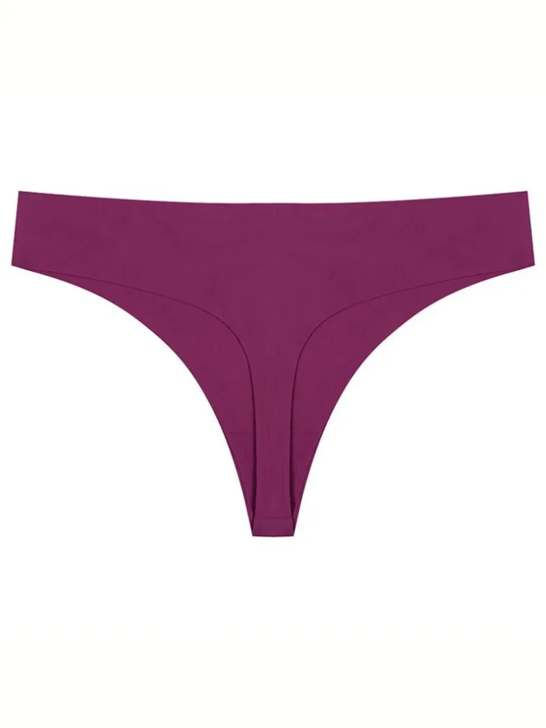 Rose Red Seamless Ice Silk T-back Panty