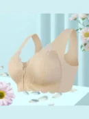 Skin Colour Plus Size Front Buckle Wireless Bra