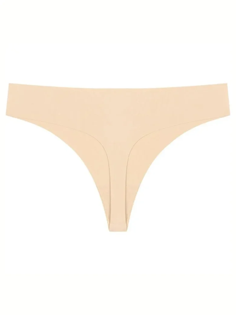 Skin Colour Seamless Ice Silk T-back Panty