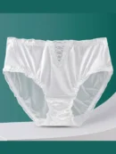 White Hollow Lace Mid-High Waist Panties