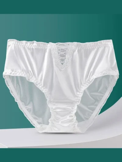 White Hollow Lace Mid-High Waist Panties