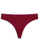 Wine Red Seamless Ice Silk T-back Panty