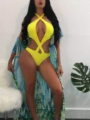 Yellow Halter Cross Bikini