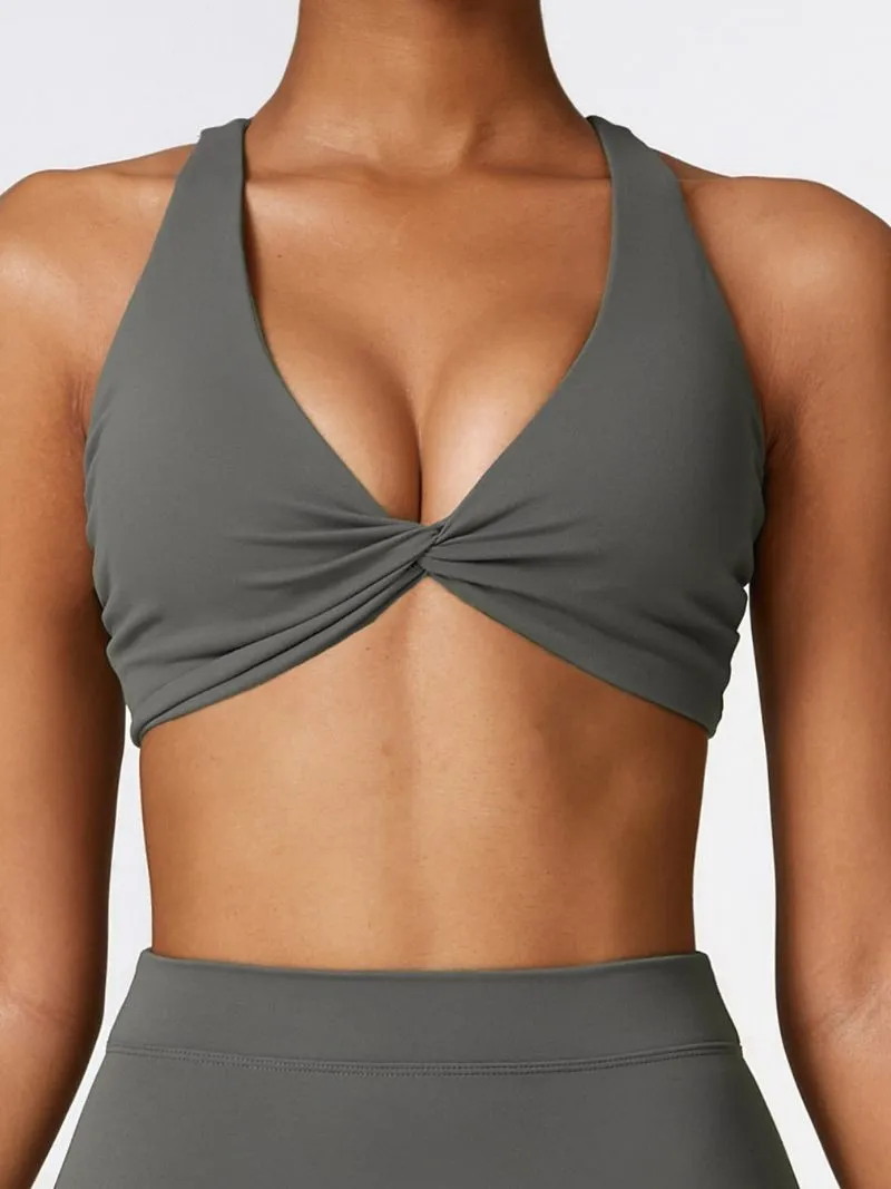 gray Quick-Dry Sports Bra