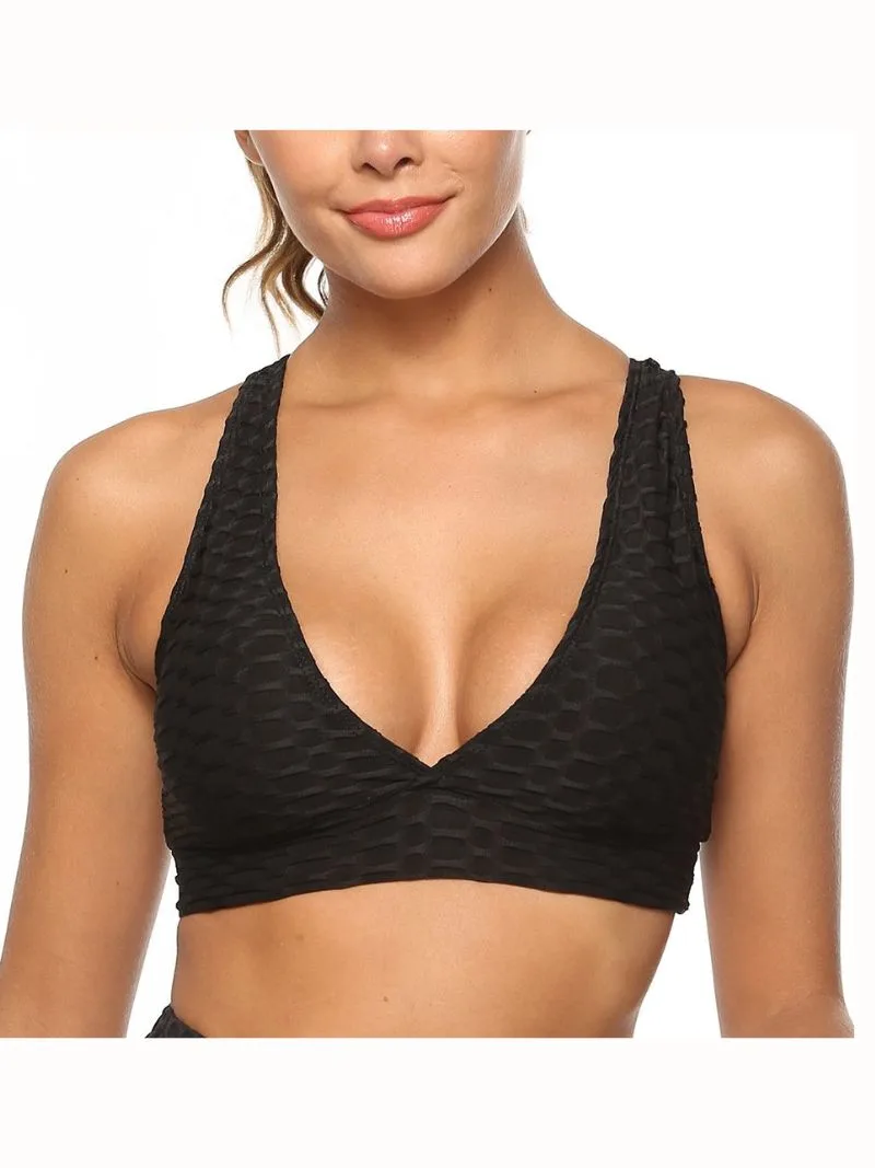 Black Jacquard Bubble Sports Bra