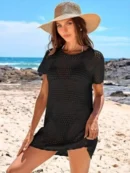 Black Knitted Cutout Blouse