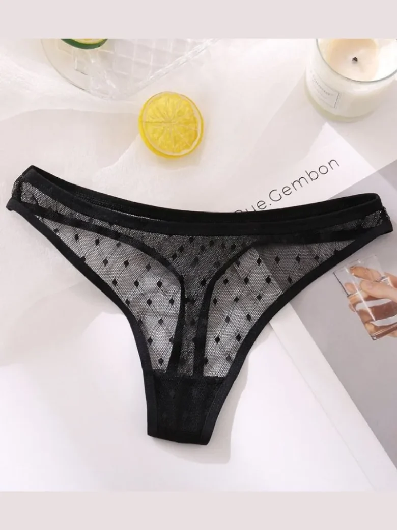 Black Ladies Lace Low Waist Briefs