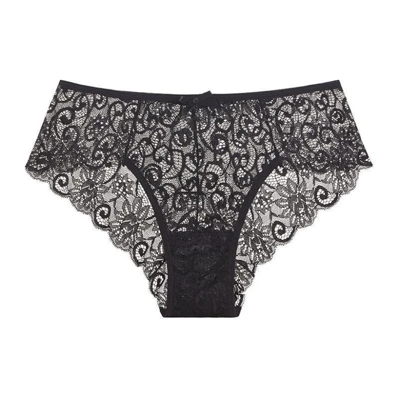 Black Mid-Waist Lace Briefs