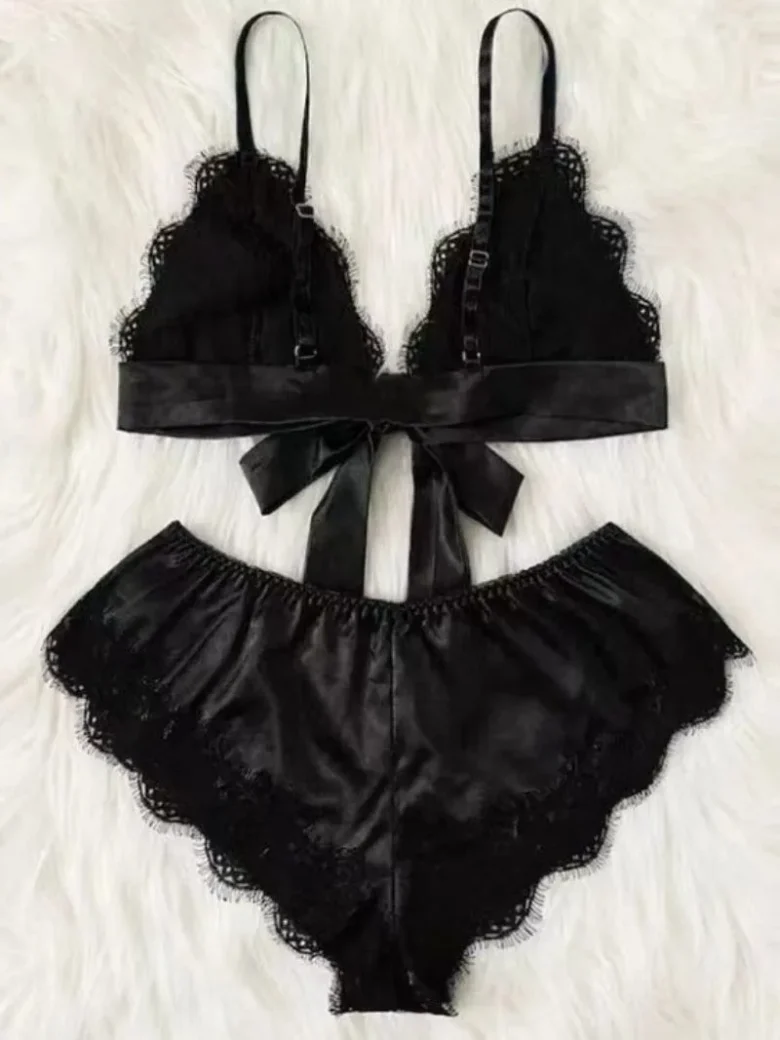 Black Sexy Satin Lingerie