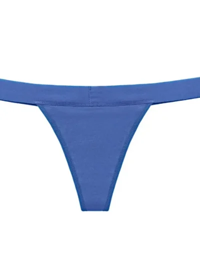 Blue Cotton Thong Period Panties