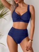 Blue High Waist Split Swimsuit