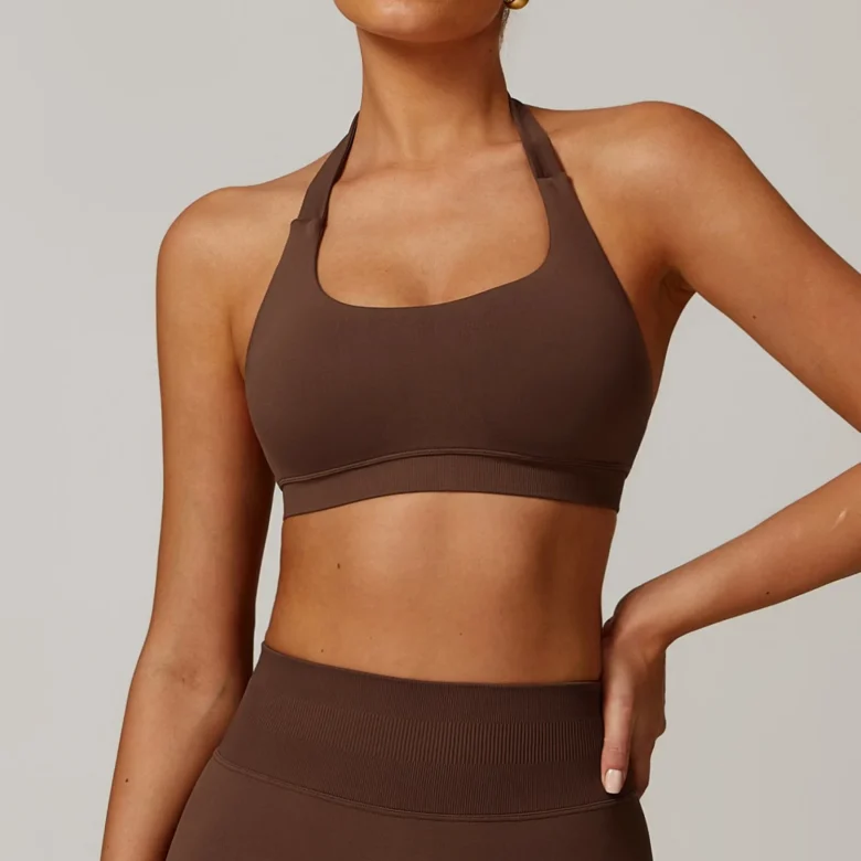 Brown Halterneck Sports Vest