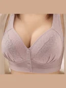 Gray purple Front Button Vest Style Bra