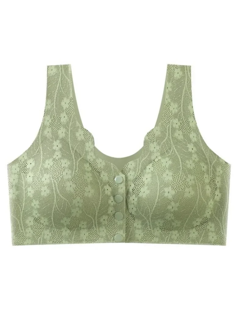Green Front Buckle Vest Bra