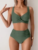 Green High Waist Split Swimsuit