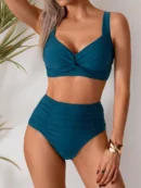Peacock Green High Waist Split Swimsuit
