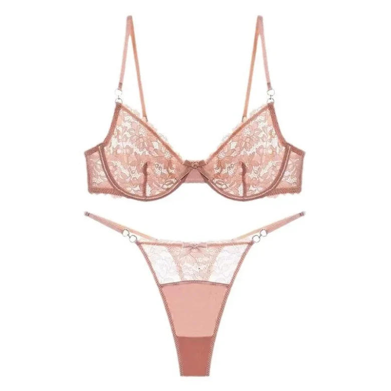 Pink French Lace Bra & Panty Set
