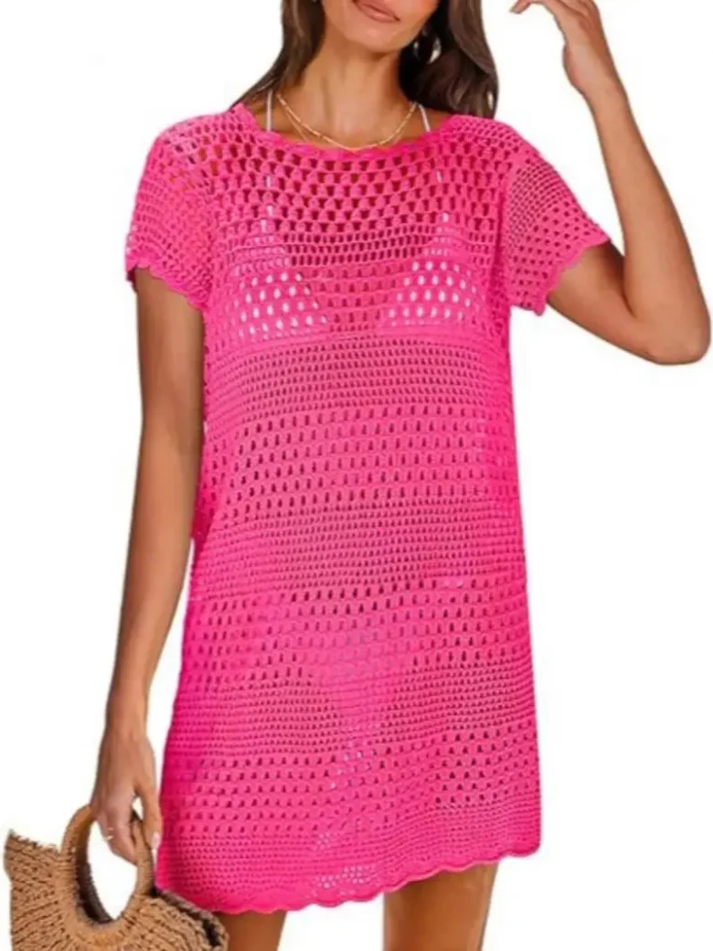 Pink Knitted Cutout Blouse