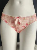Pink Strawberry Plaid Mid-Waist Panties