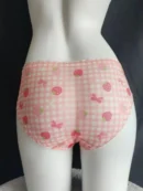 Pink Strawberry Plaid Mid-Waist Panties back