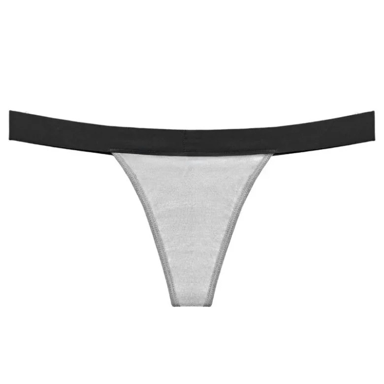 White Black Cotton Thong Period Panties