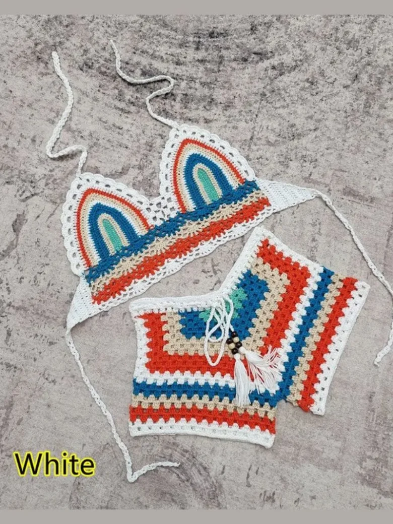 White Crochet Bikini Swimsuit