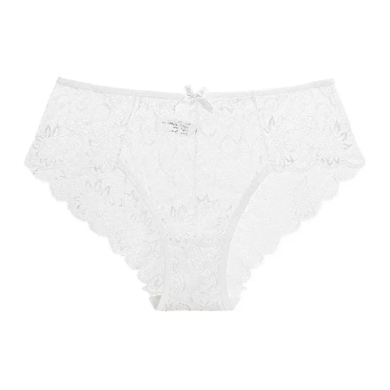 White Mid-Waist Lace Briefs